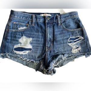 Hollister Womens vintage Shorts Sz 28Blue Denim Raw Hem Cut off shorts